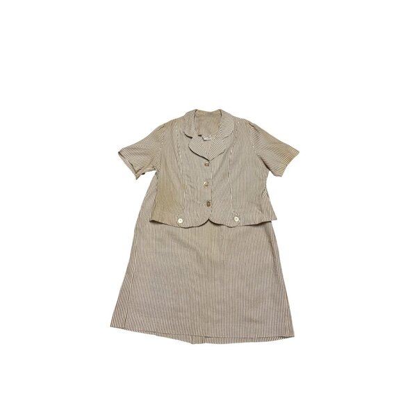 Vintage 1960s Classic Lady By Constantine Striped Two-Piece Blouse Skirt Set 16‎ - Picture 12 of 12